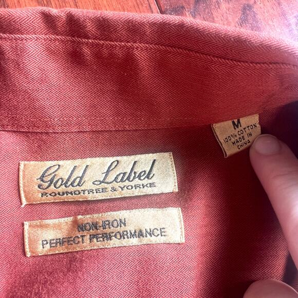 Roundtree & Yorke Gold Label Mens M Button Down Shirt Academia Preppy - Picture 6 of 8